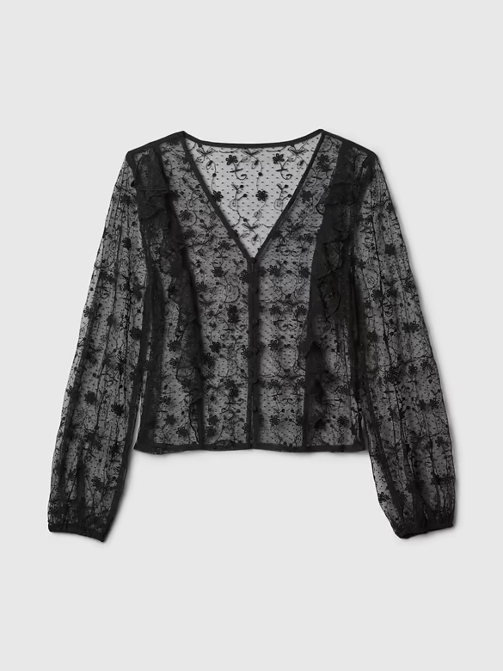 Gap Recycled Lace Ruffle Top - Black